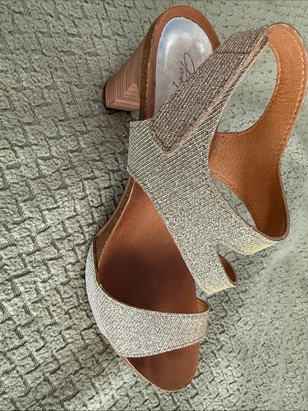 Penelope Collection Spain Silver and Gold Glitter Slingback Sandal
